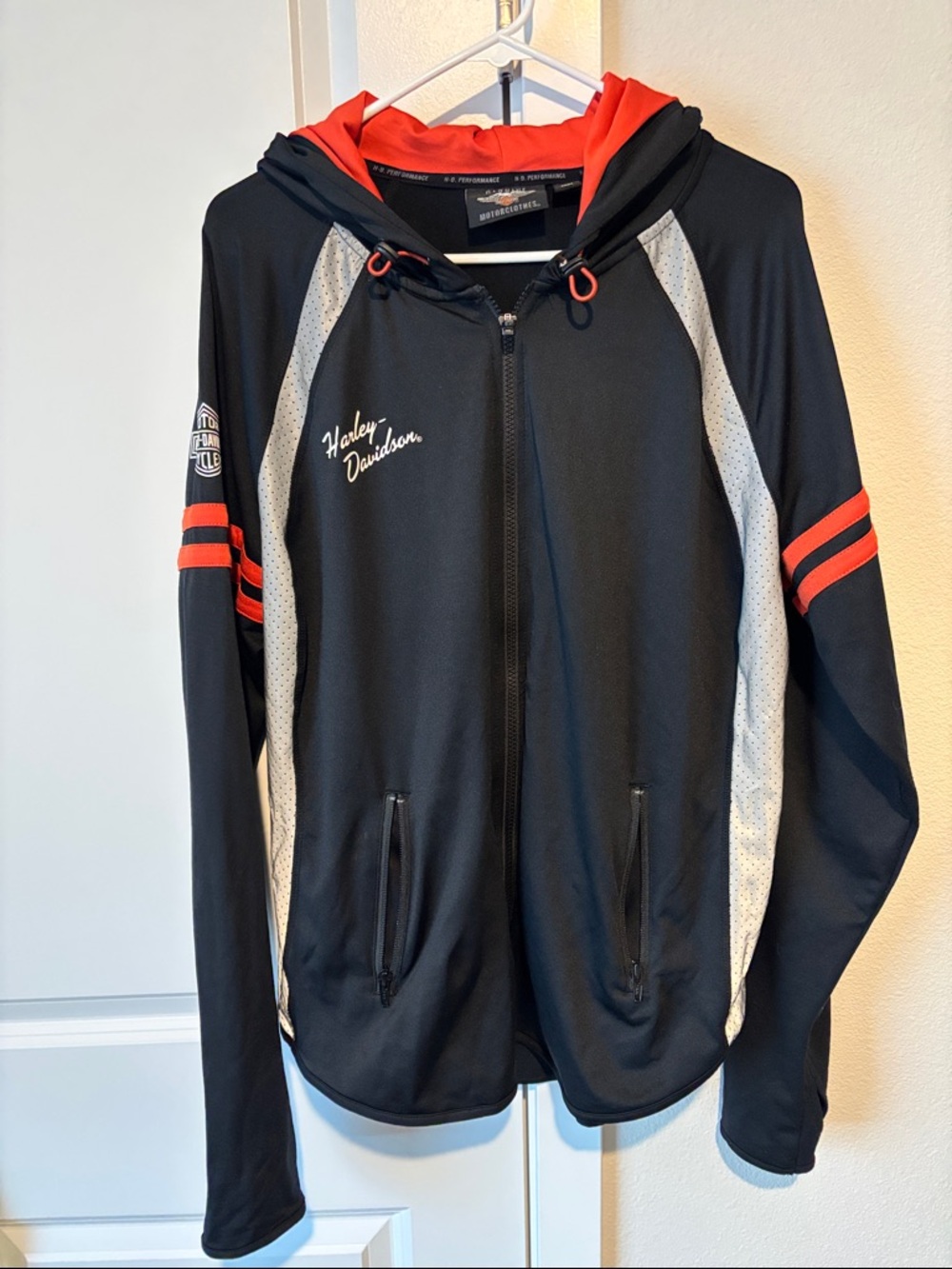 Women’s Harley-Davidson Black Hoodie Jacket with Orange Accents sz 2XL